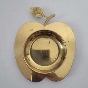 Vintage apple shaped brass trinket dish